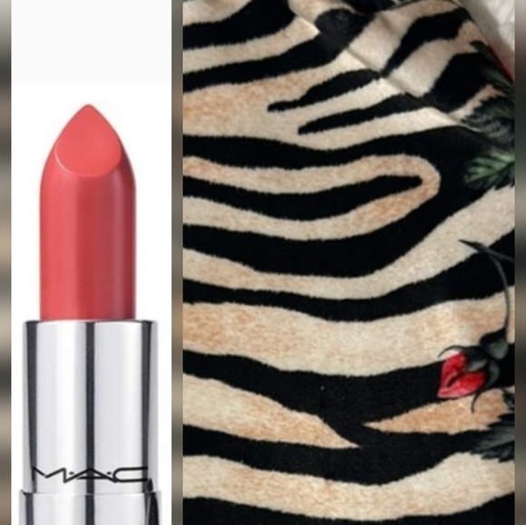 MAC Lipstick Coral pink with Zebra Print Floral Cosmetic bag - Picture 11 of 14